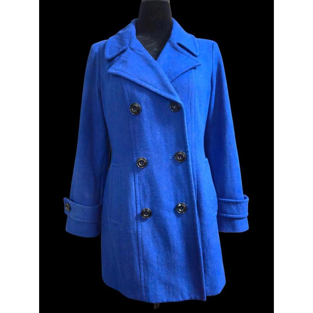 Anne Klein Double Breasted Women’s Blue Pea Coat  Size Medium